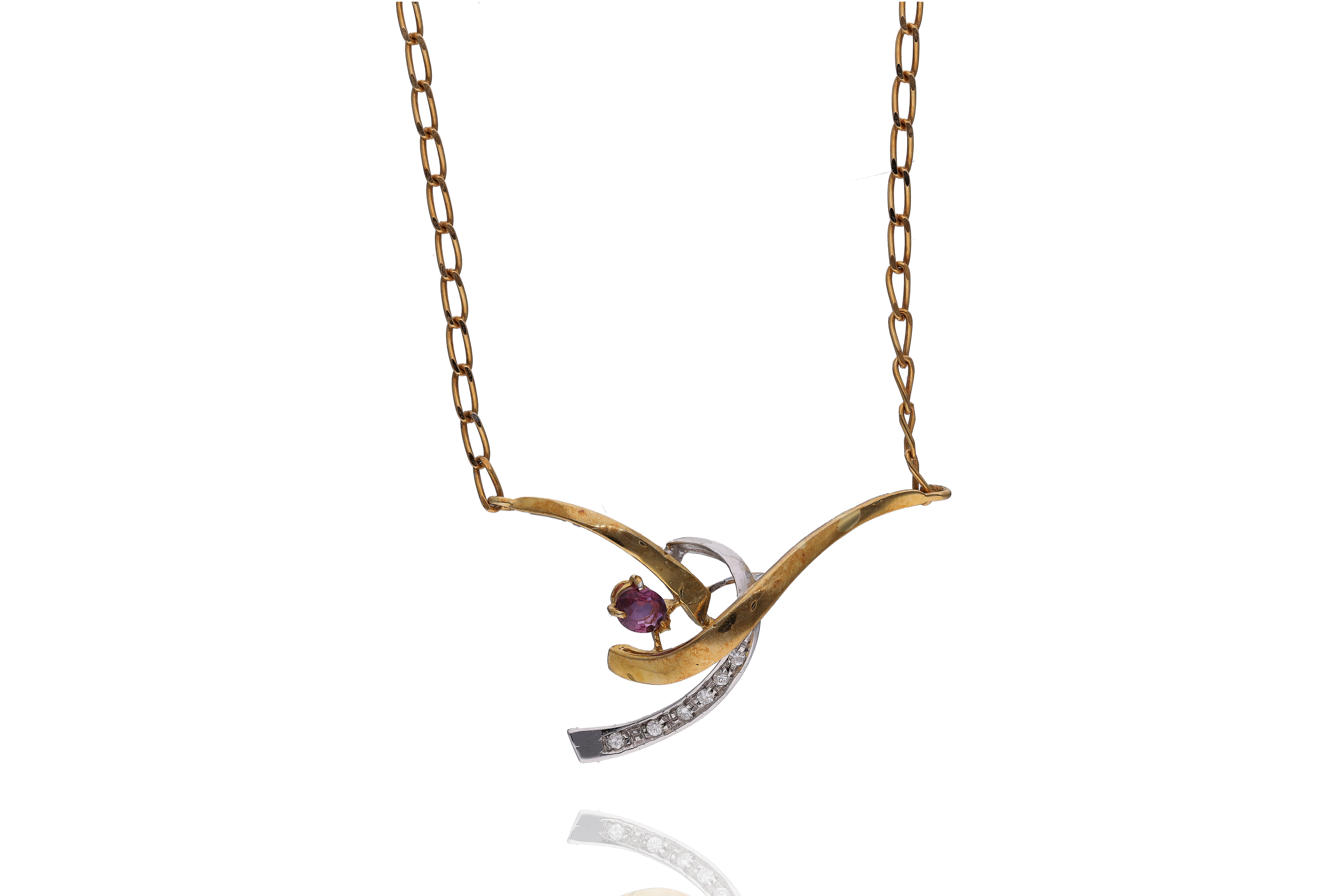 Collana con diamanti e rubino - Asta Preziosi