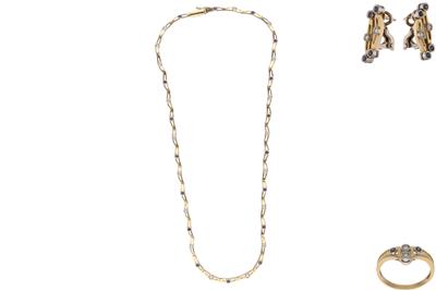 Parure orecchini, anello e collana con diamanti e pietre - Asta Preziosi Parure orecchini, anello e collana con diamanti e pietre - Asta Preziosi