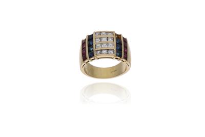 Anello con diamanti, rubini e zaffiri - Asta Preziosi Anello con diamanti, rubini e zaffiri - Asta Preziosi