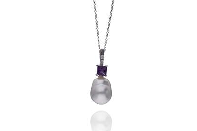 Collana e pendente con perla, ametista e diamanti - Asta Preziosi Collana e pendente con perla, ametista e diamanti - Asta Preziosi