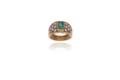 Anello con smeraldo e diamanti - Asta Preziosi Anello con smeraldo e diamanti - Asta Preziosi