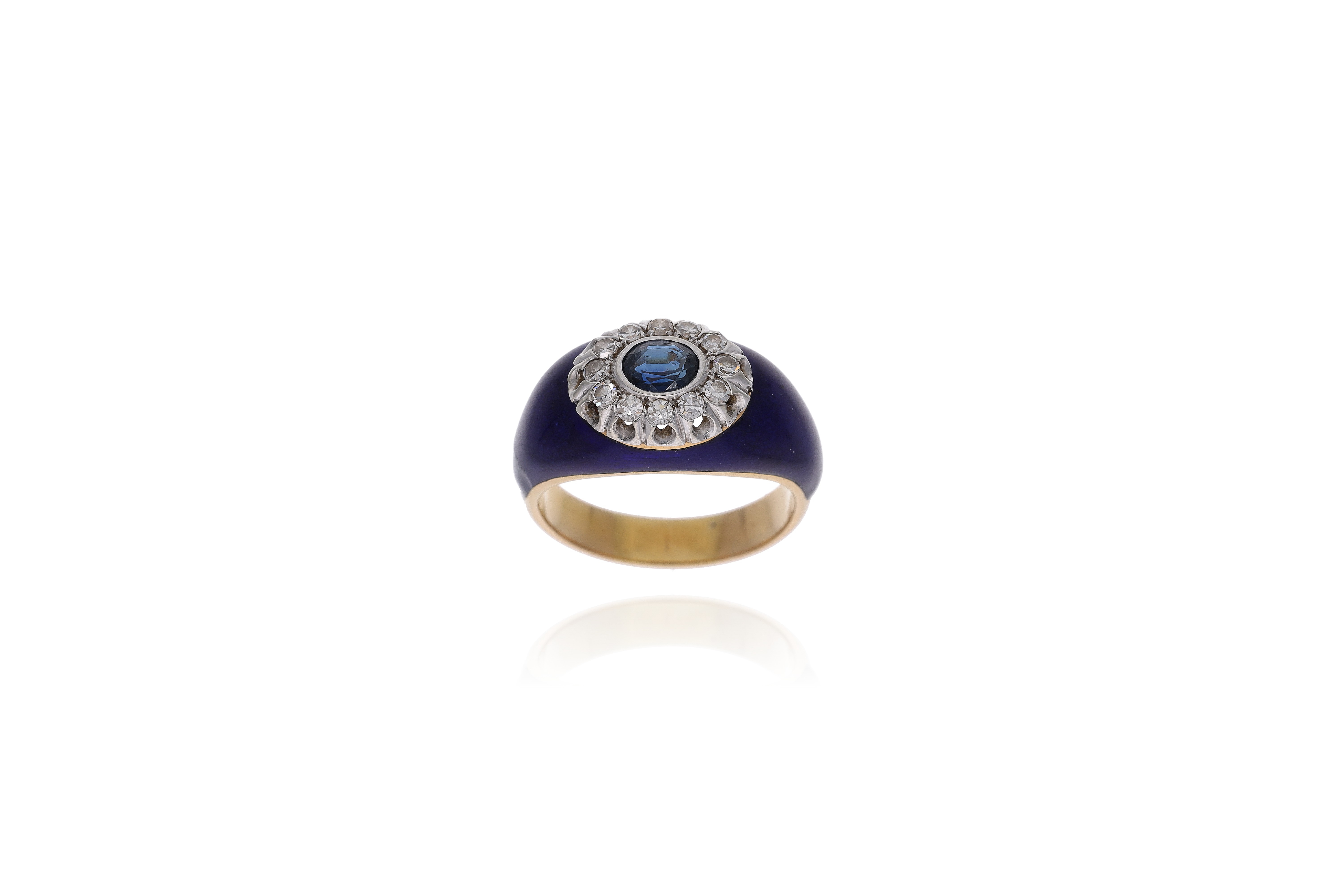 Anello con zaffiro, diamanti e smalti - Asta Preziosi