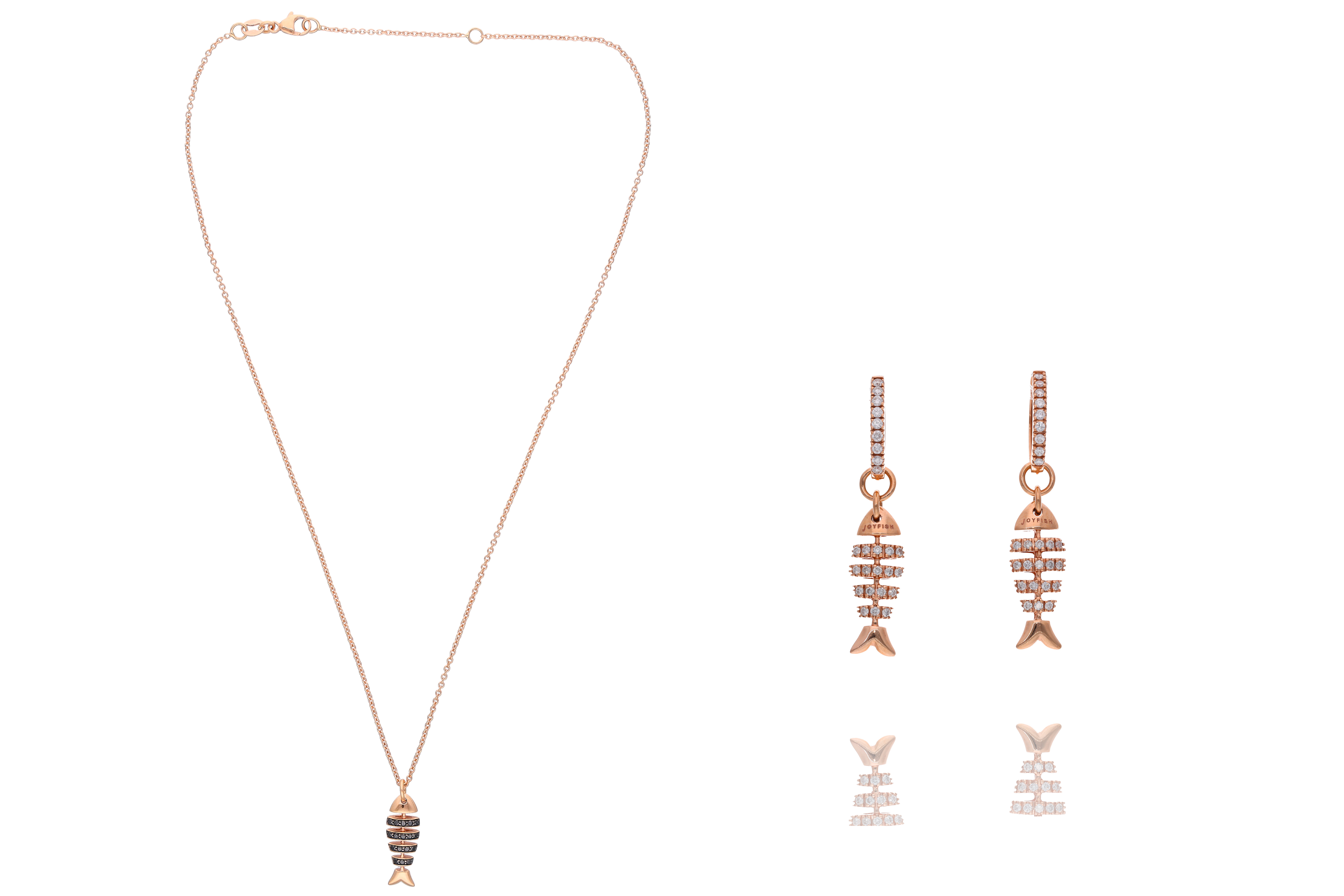 Joyfish, collana con ciondolo e orecchini con diamanti, diamanti neri e pietre - Asta Preziosi