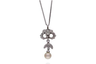 Collana con ciondolo, perla e diamanti - Asta Preziosi