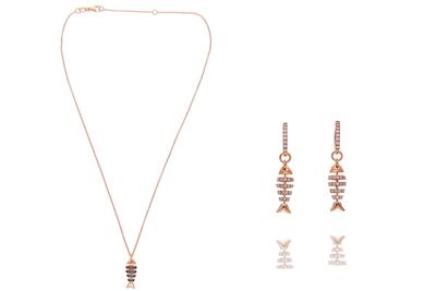 Joyfish, collana con ciondolo e orecchini con diamanti, diamanti neri e pietre - Asta Preziosi Joyfish, collana con ciondolo e orecchini con diamanti, diamanti neri e pietre - Asta Preziosi
