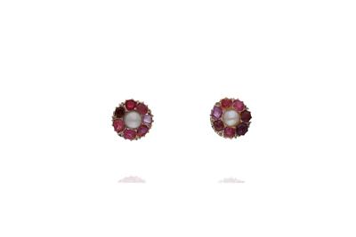 Orecchini con perla, rubini, zaffiri rosa, granato e pietre - Asta Preziosi Orecchini con perla, rubini, zaffiri rosa, granato e pietre - Asta Preziosi