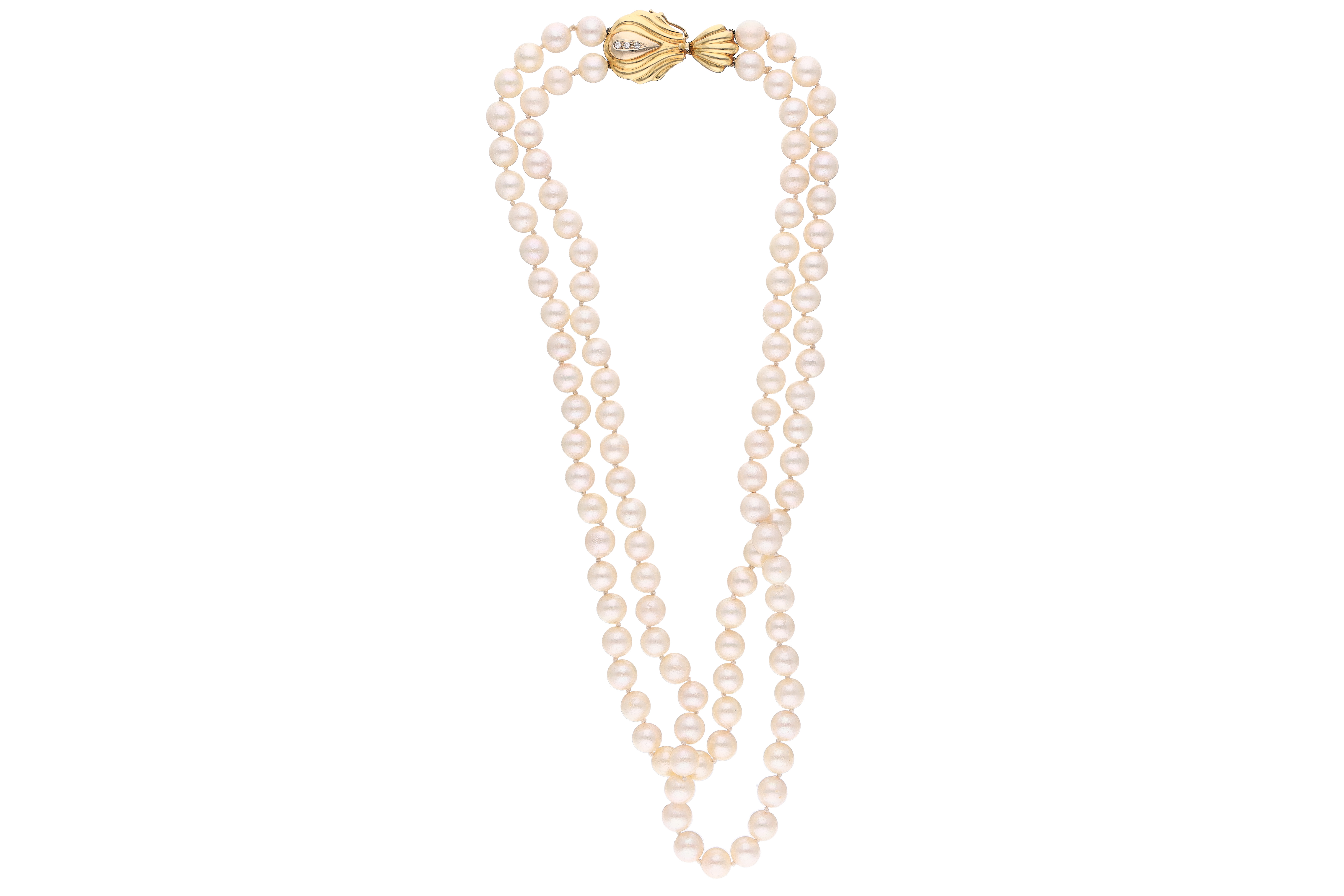 Collana di perle coltivate e diamanti - Asta Preziosi