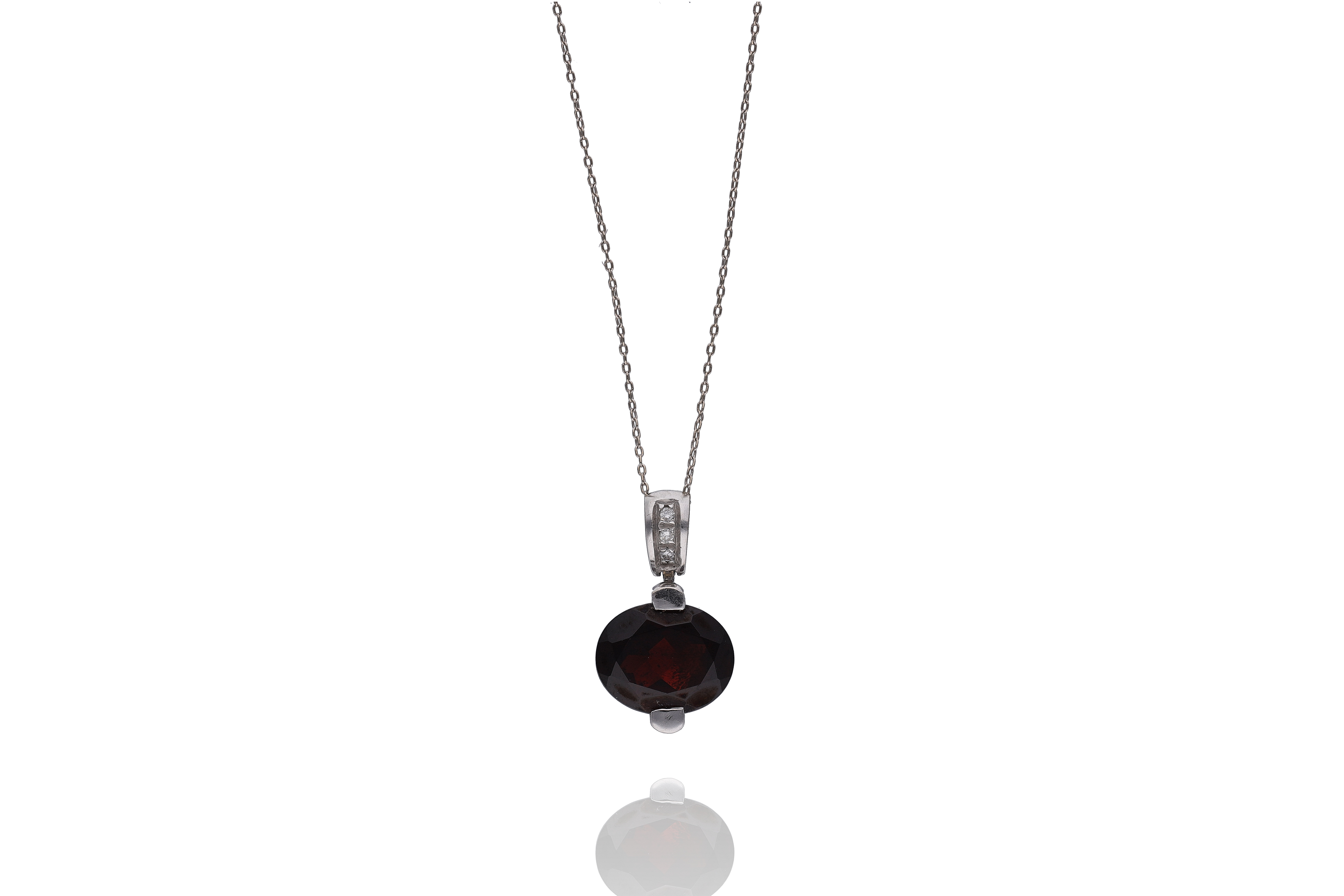 Collana e ciondolo con granato e diamanti - Asta Preziosi