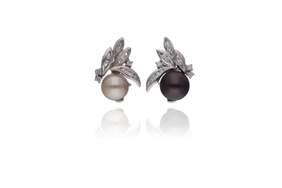 Orecchini con perle e diamanti, - Asta Preziosi Orecchini con perle e diamanti, - Asta Preziosi