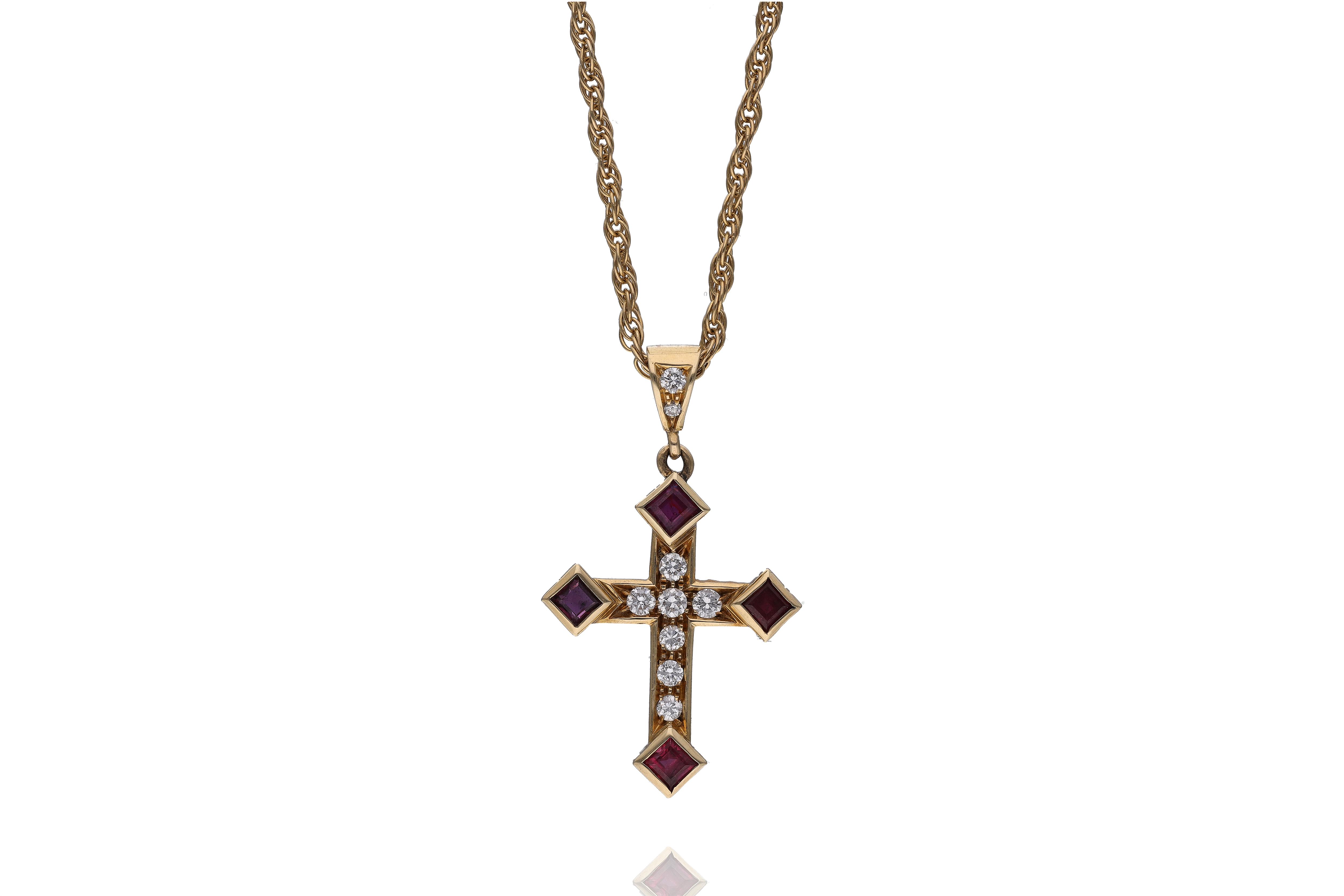 Collana con ciondolo con rubini e diamanti - Asta Preziosi
