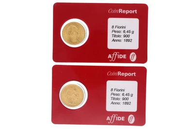 Due monete 8 Fiorini austriaci - Asta Preziosi Due monete 8 Fiorini austriaci - Asta Preziosi