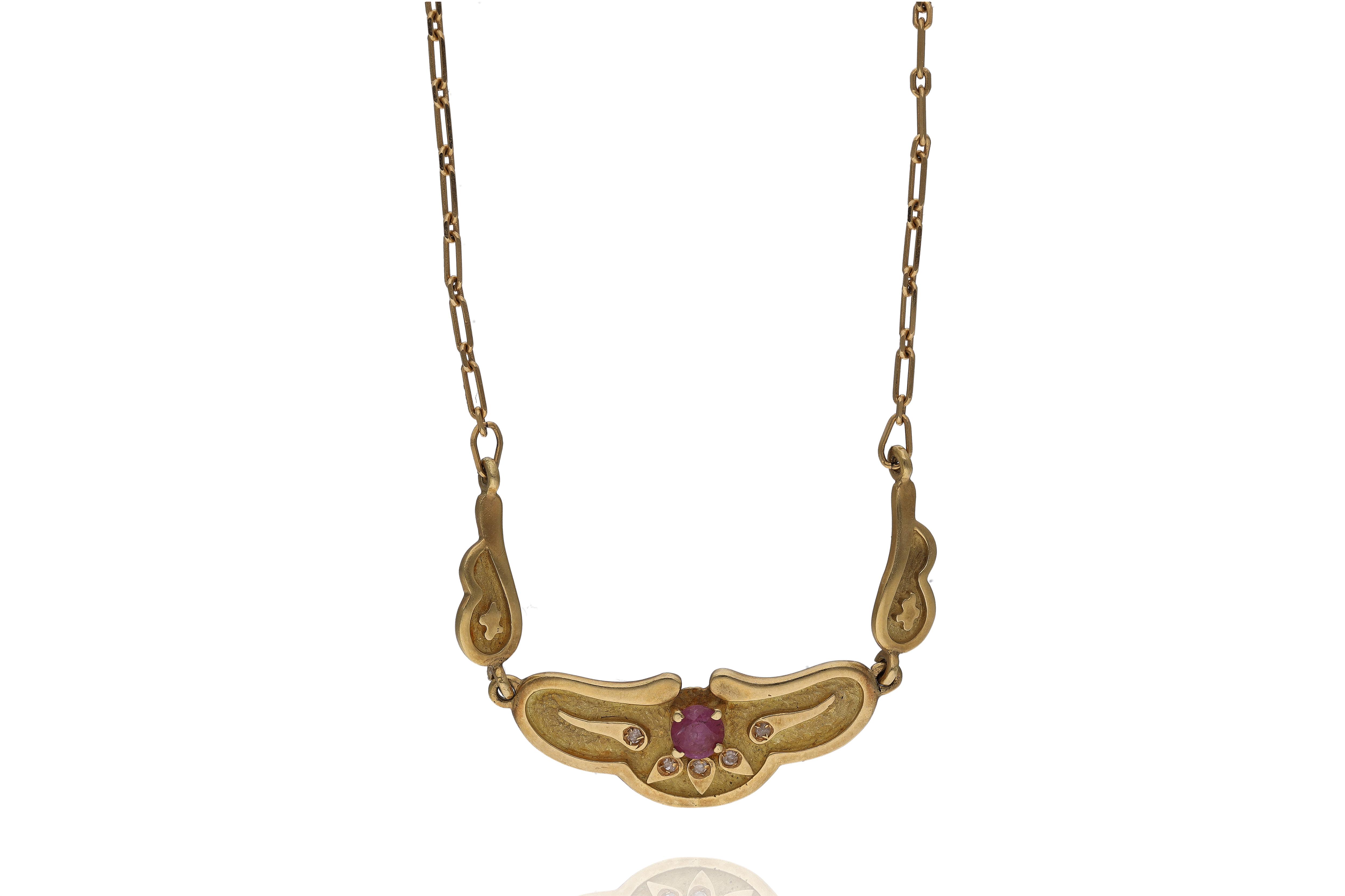 Collana con rubino e diamanti - Asta Preziosi