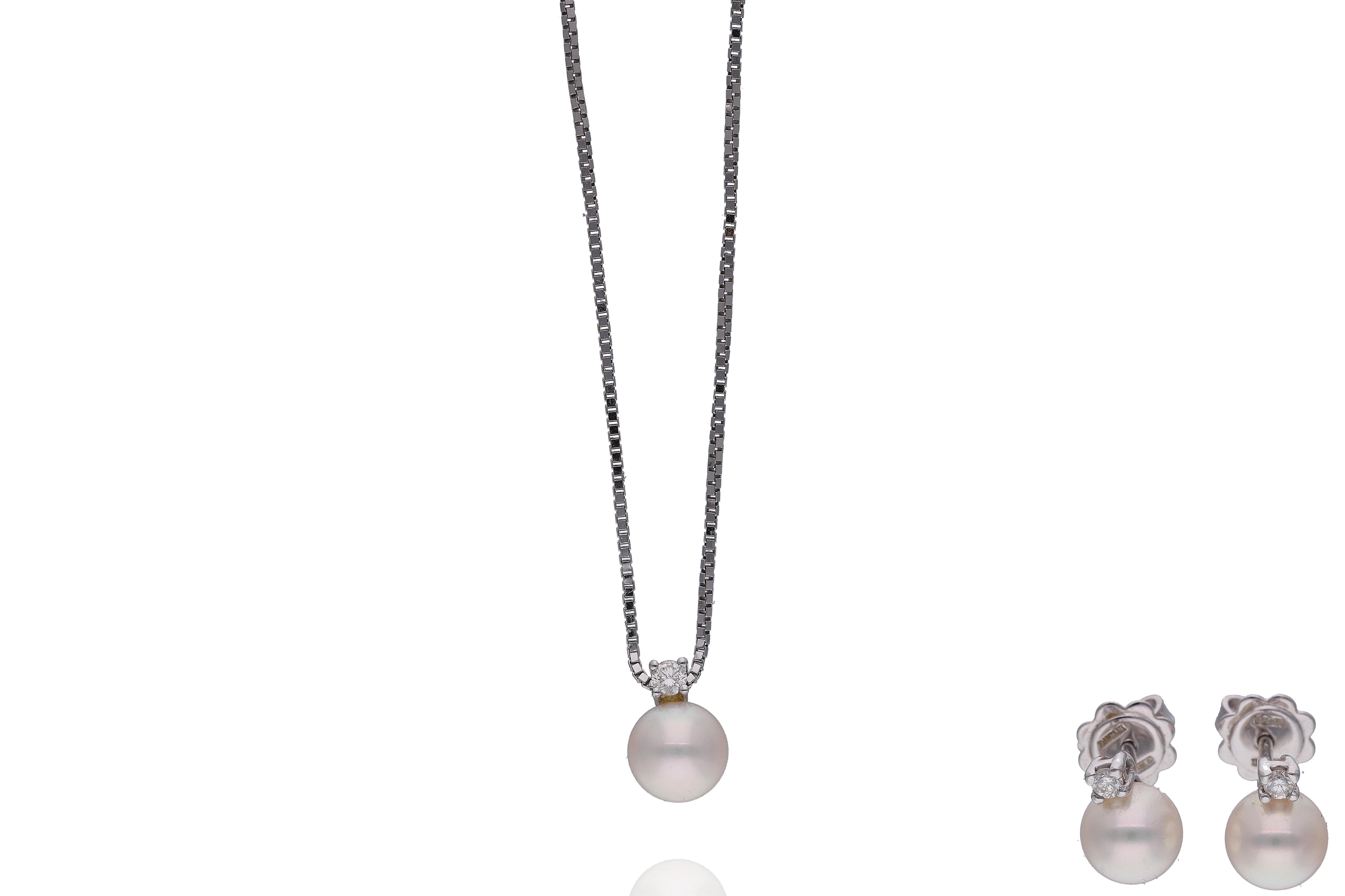 Damiani, parure con diamanti e perle - Asta Preziosi