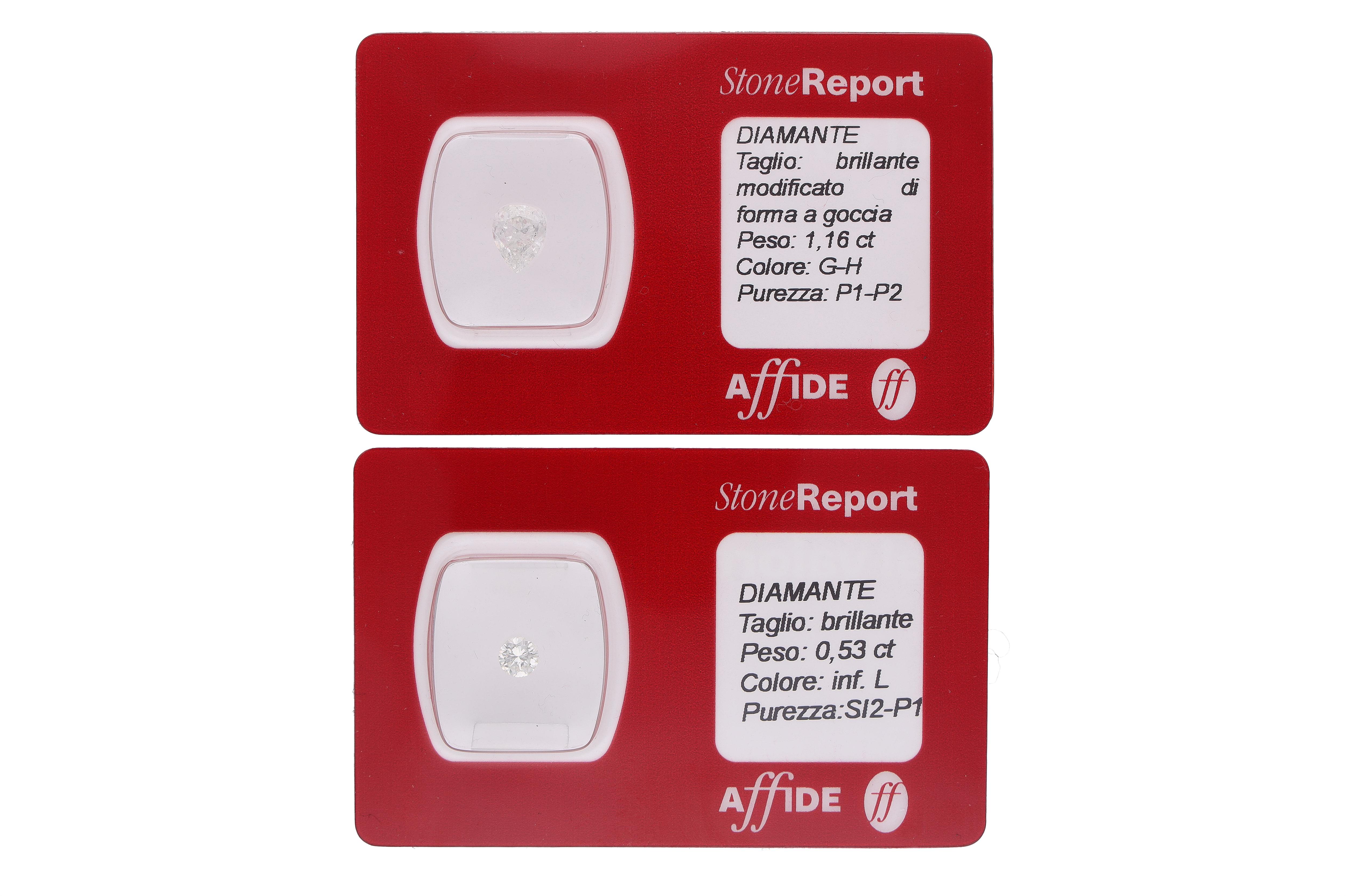 Due diamanti, 1,16 ct e 0,53 ct - Asta Preziosi