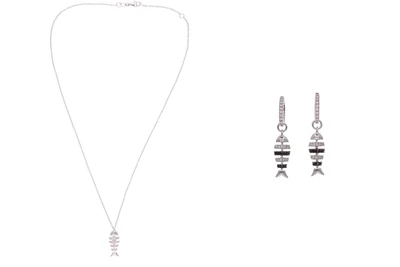 Joyfish, collana con ciondolo e orecchini con diamanti, diamanti neri e pietre - Asta Preziosi Joyfish, collana con ciondolo e orecchini con diamanti, diamanti neri e pietre - Asta Preziosi