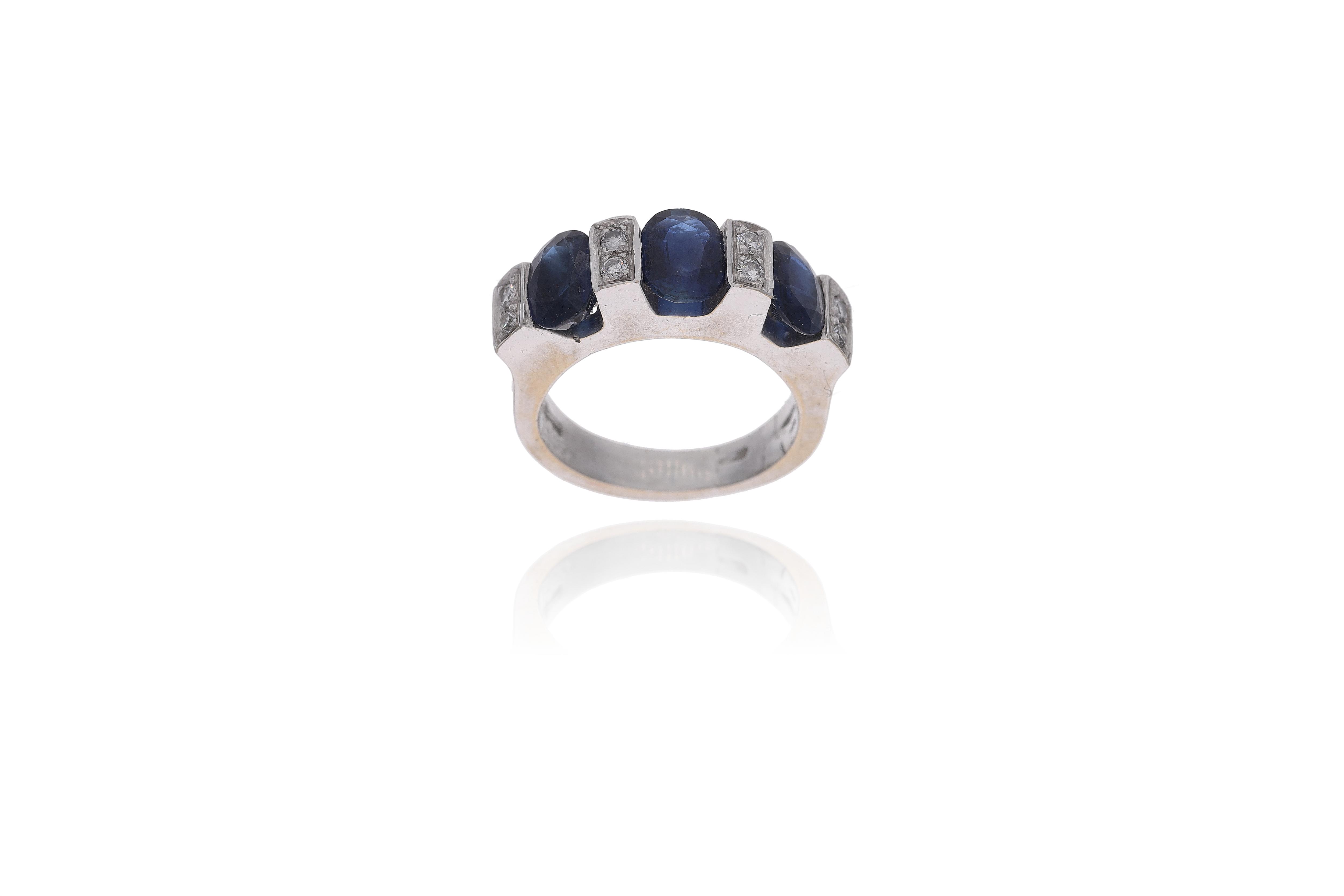 Anello con diamanti e zaffiri - Asta Preziosi