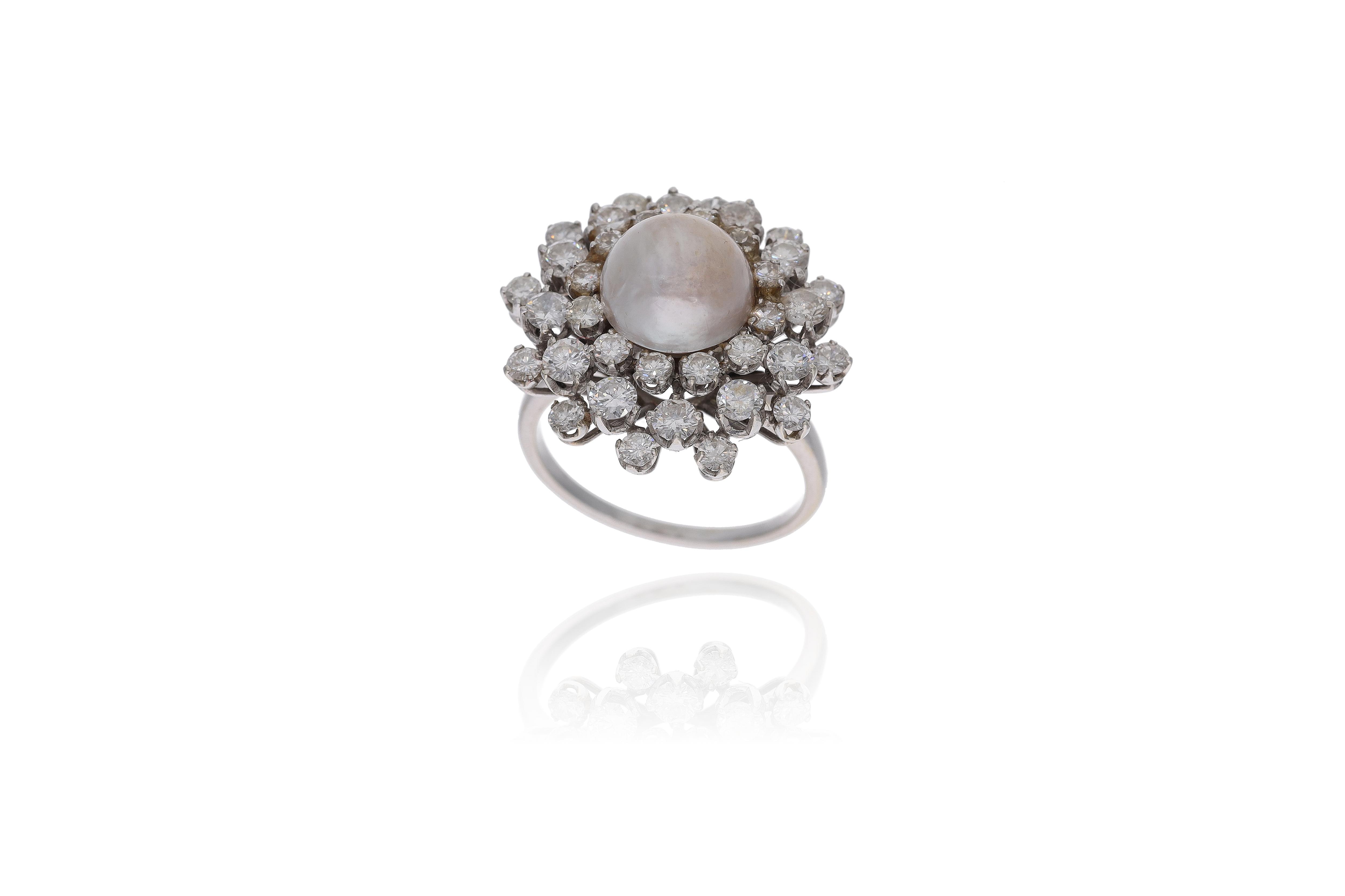 Anello con diamanti e perla - Asta Preziosi