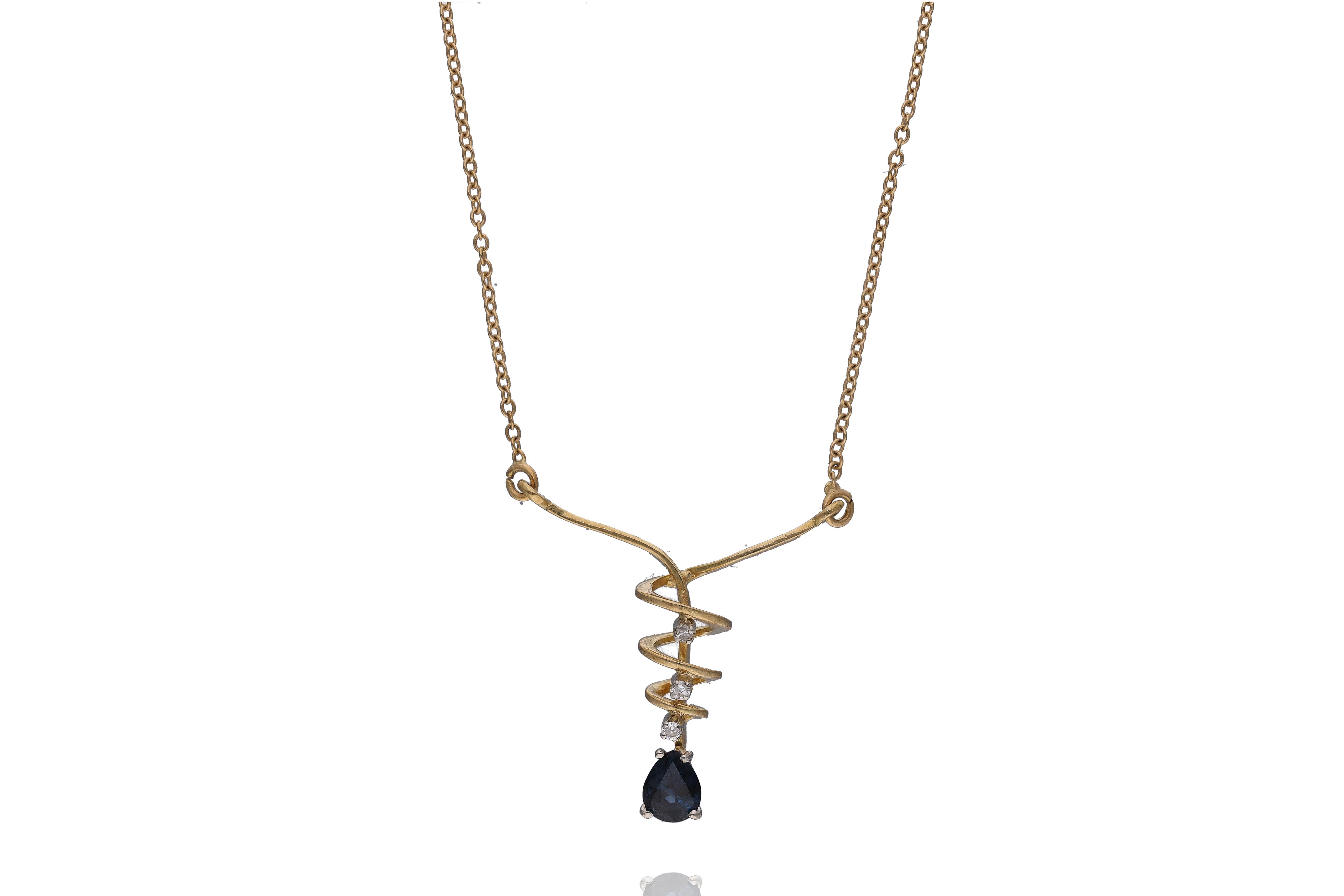 Collana con diamanti e zaffiro - Asta Preziosi