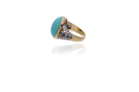Anello con pietra, diamanti e zaffiri - Asta Preziosi Anello con pietra, diamanti e zaffiri - Asta Preziosi