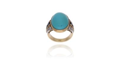Anello con pietra, diamanti e zaffiri - Asta Preziosi Anello con pietra, diamanti e zaffiri - Asta Preziosi