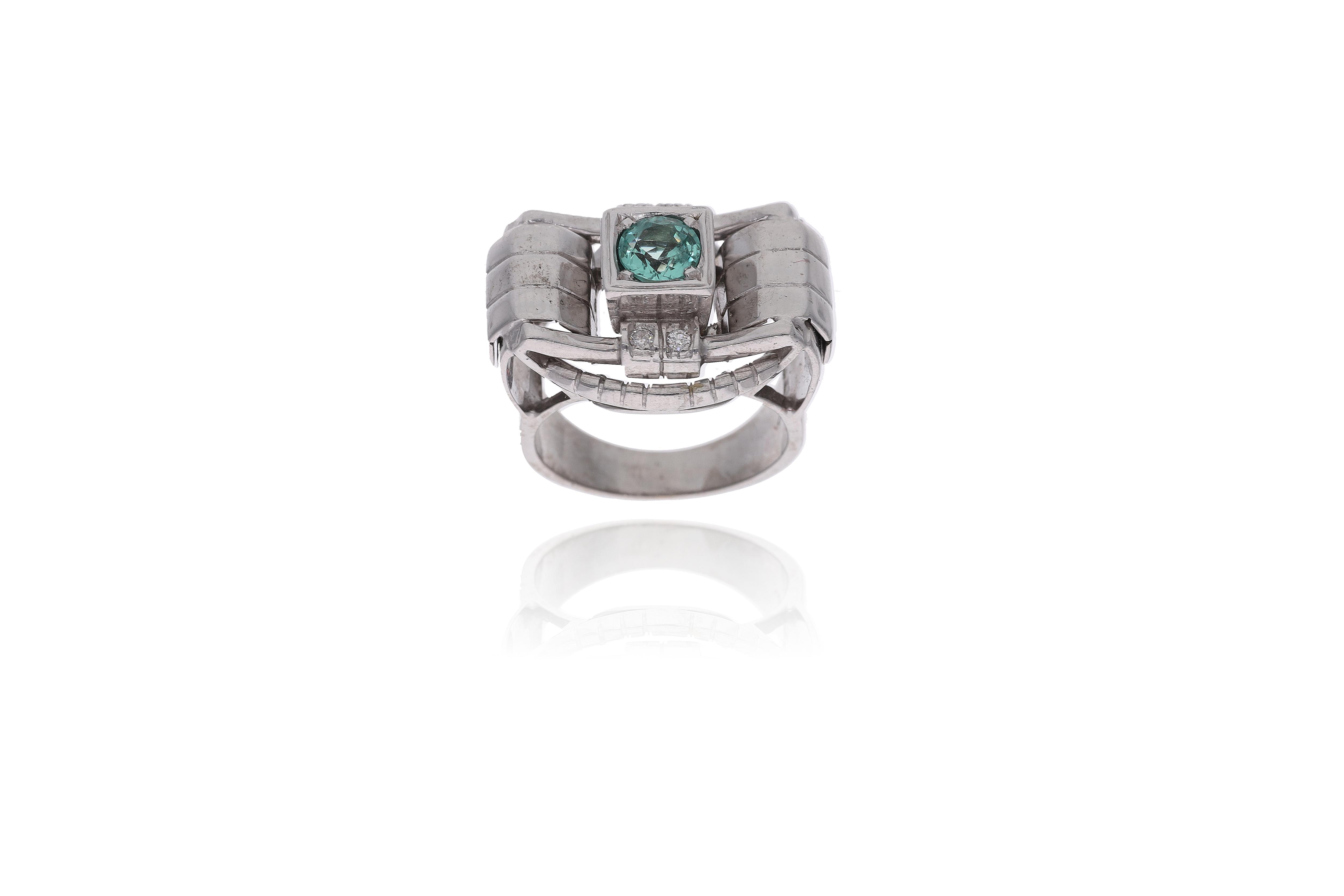 Anello con berillo e diamanti - Asta Preziosi