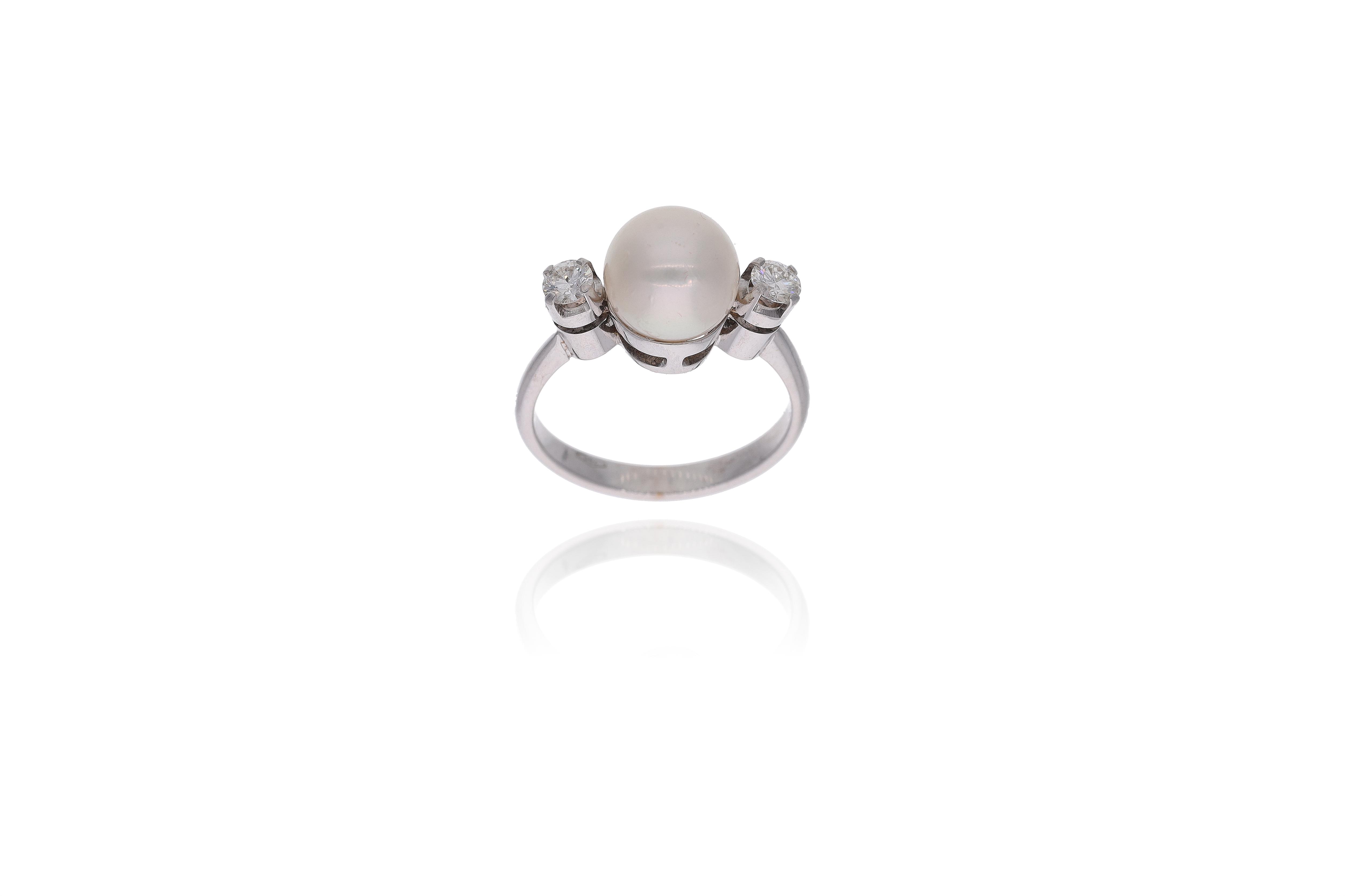 Anello con perla e diamanti - Asta Preziosi