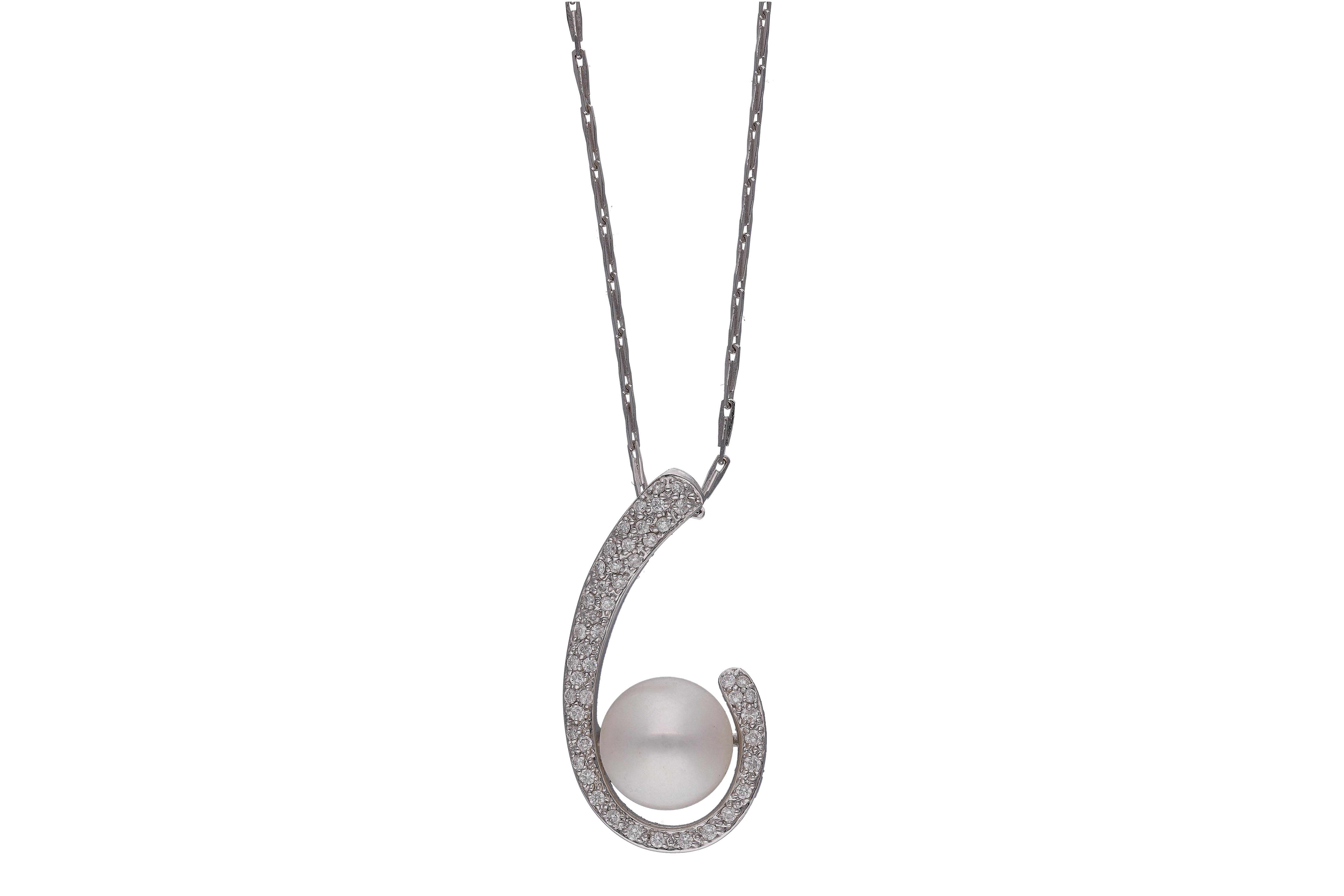 Collana e ciondolo con perla e diamanti - Asta Preziosi