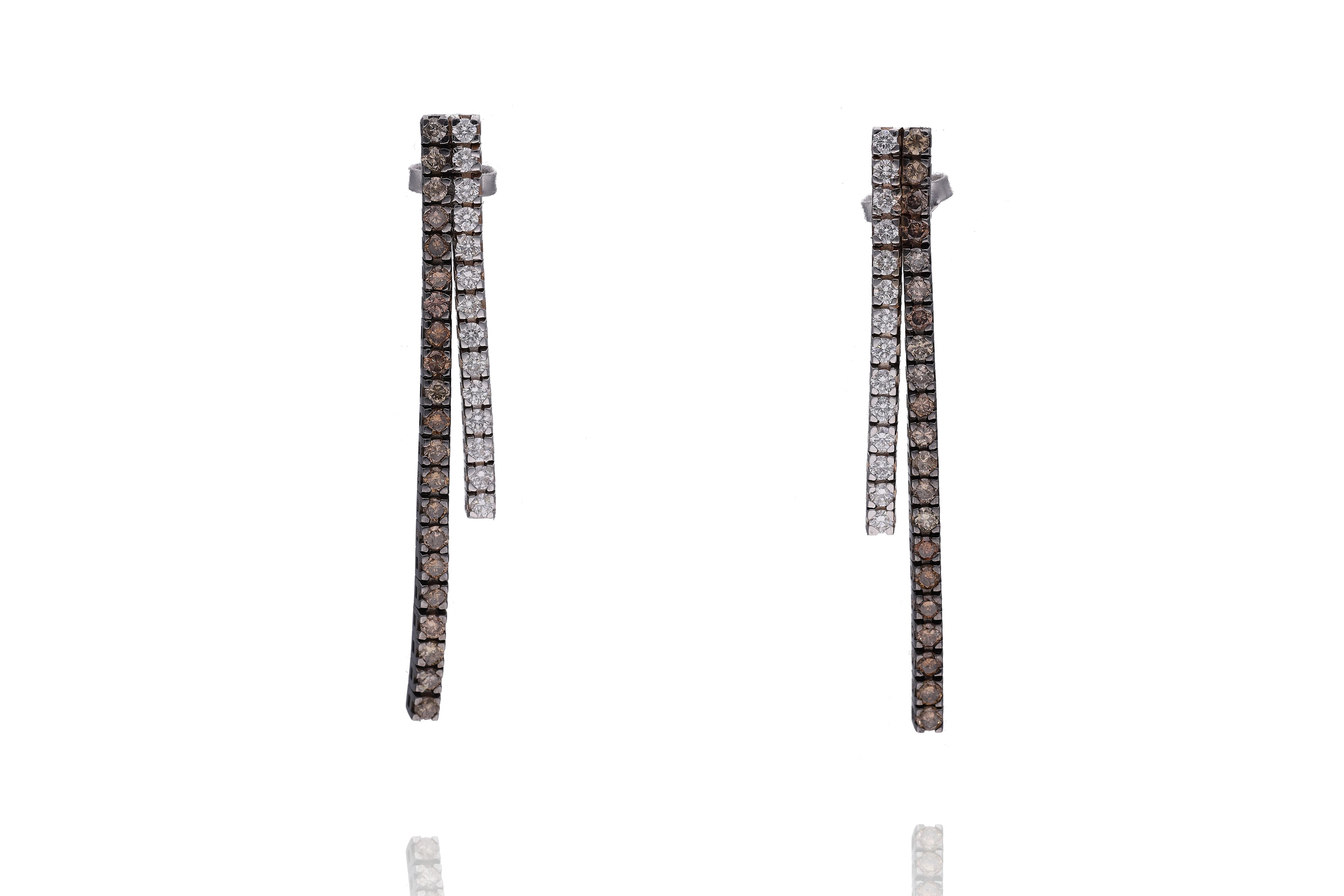 Orecchini con diamanti e diamanti brown - Asta Preziosi