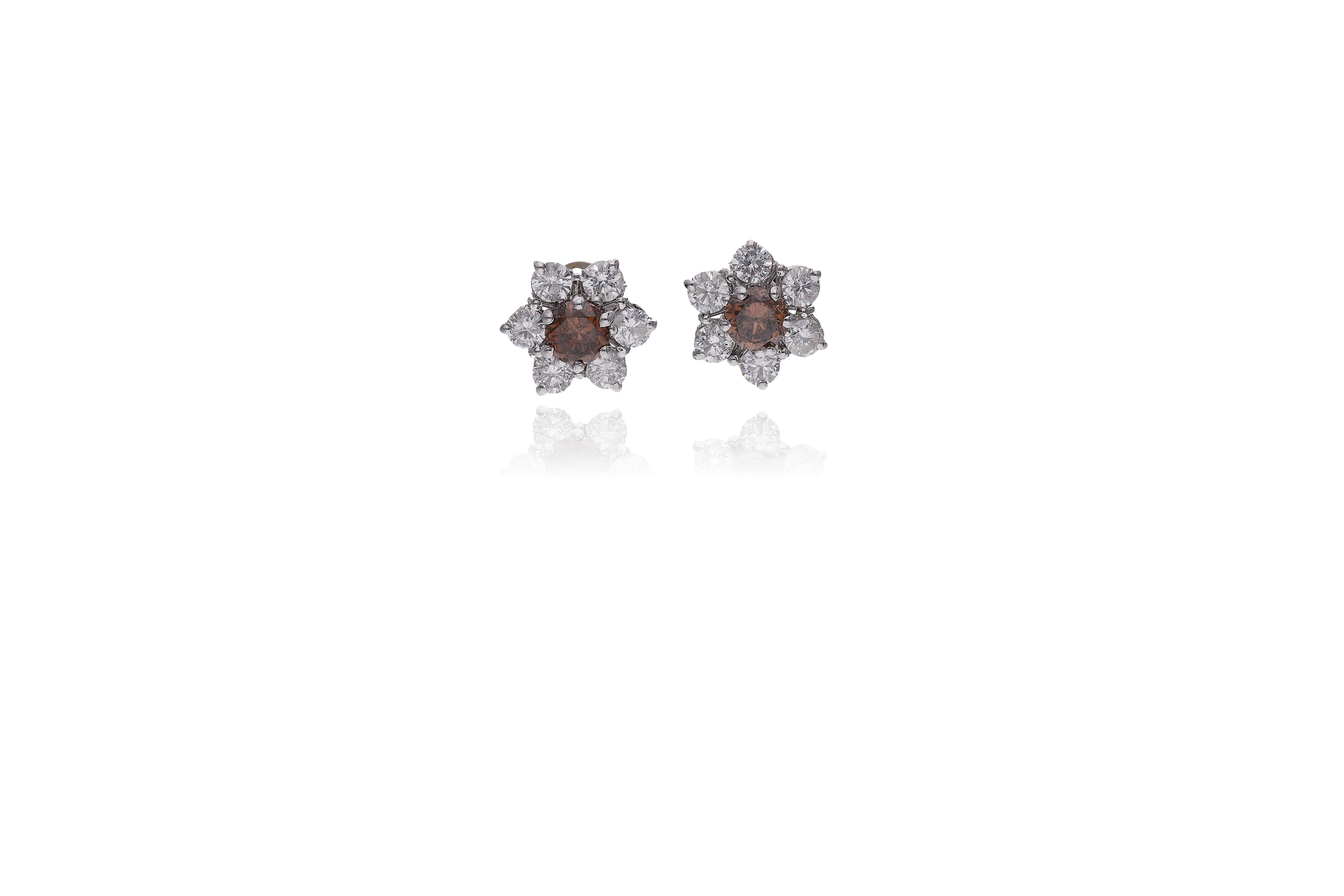 Orecchini con diamanti e diamanti brown - Asta Preziosi