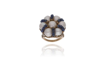 Anello con perle e zaffiri - Asta Preziosi Anello con perle e zaffiri - Asta Preziosi