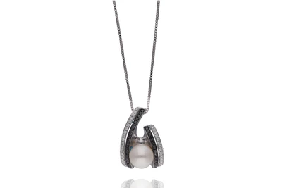 Collana e ciondolo con perla coltivata, diamanti e diamanti neri - Asta Preziosi Collana e ciondolo con perla coltivata, diamanti e diamanti neri - Asta Preziosi