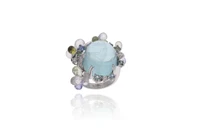Anello con acquamarina, diamanti, zaffiri e pietre - Asta Preziosi Anello con acquamarina, diamanti, zaffiri e pietre - Asta Preziosi