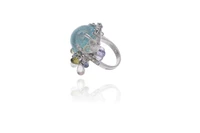 Anello con acquamarina, diamanti, zaffiri e pietre - Asta Preziosi Anello con acquamarina, diamanti, zaffiri e pietre - Asta Preziosi