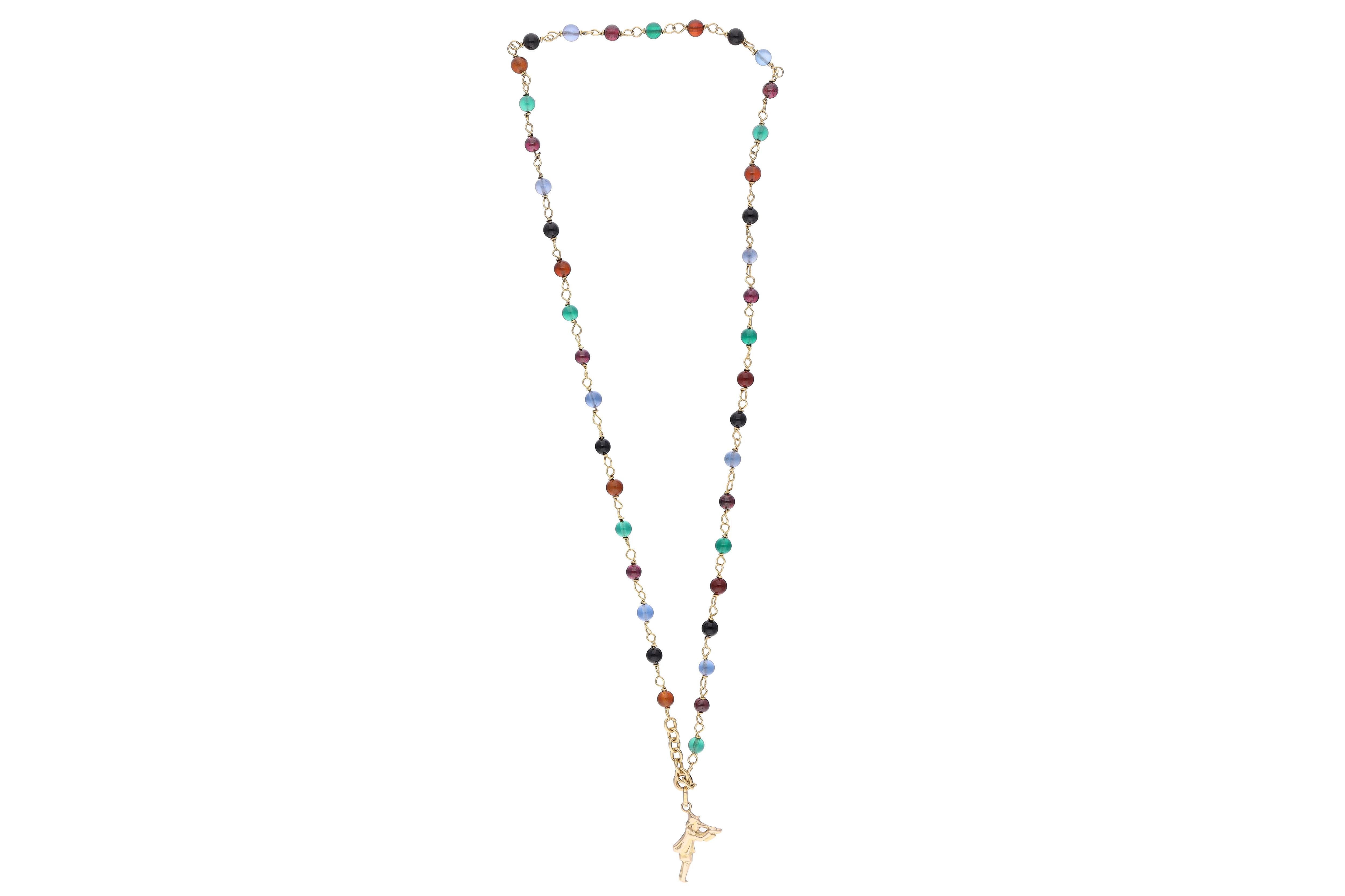 Collana con granati e calcedoni e ciondolo in oro - Asta Preziosi