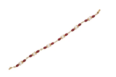 Bracciale con perle coltivate e smalto - Asta preziosi Bracciale con perle coltivate e smalto - Asta preziosi