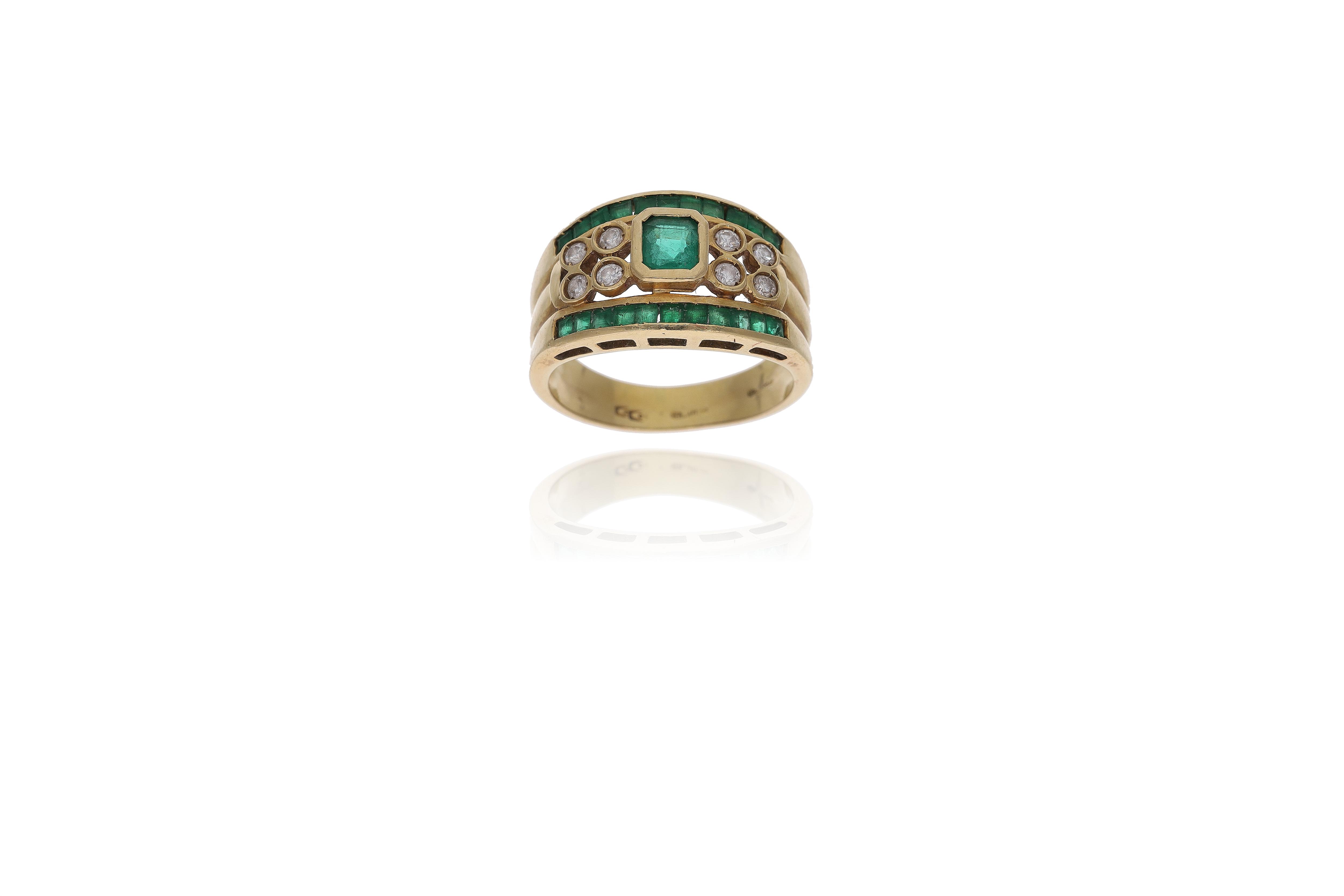 Anello con smeraldi e diamanti - Asta preziosi