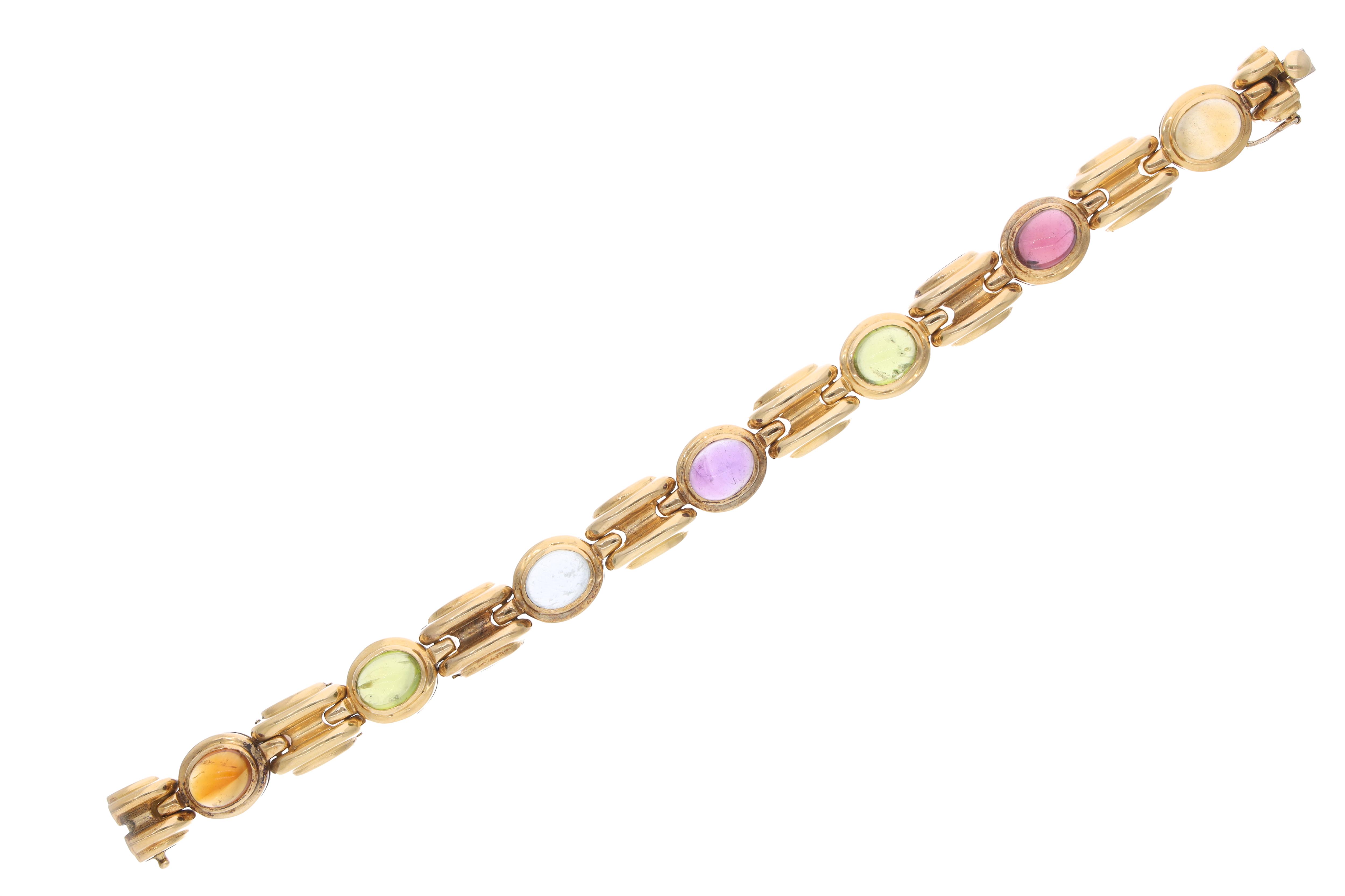 Bracciale con granati, acquamarina, peridoti, quarzi e ametista - Asta preziosi