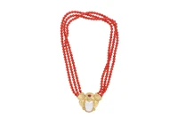 Collana di coralli con pietra e rubino - Asta preziosi Collana di coralli con pietra e rubino - Asta preziosi