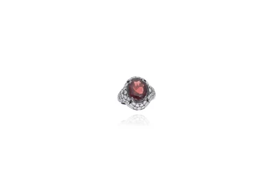 Anello con granato e diamanti - Asta preziosi Anello con granato e diamanti - Asta preziosi