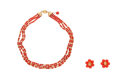 Collana e orecchini con coralli - Asta preziosi Collana e orecchini con coralli - Asta preziosi