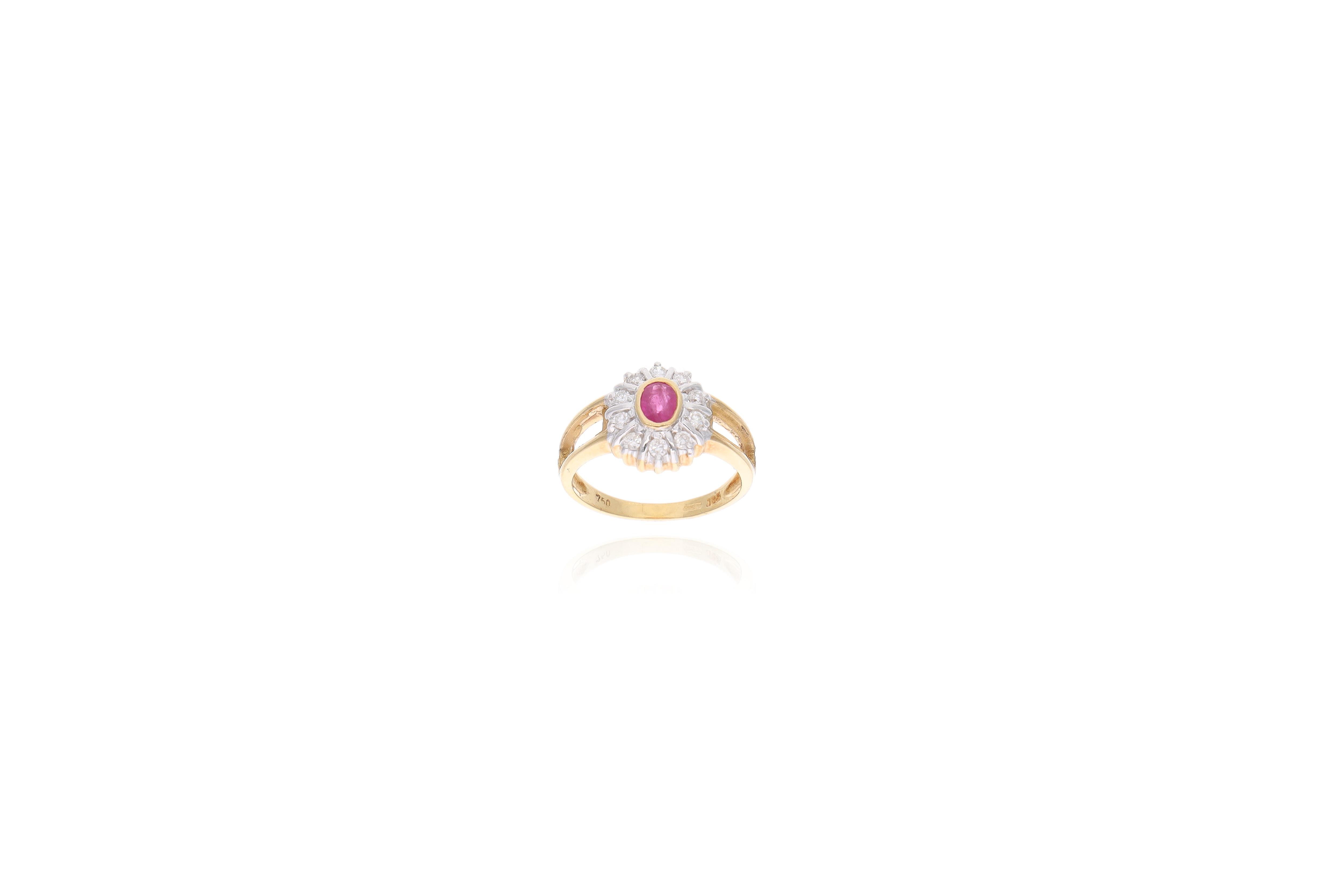 Anello con diamanti e rubino - Asta preziosi