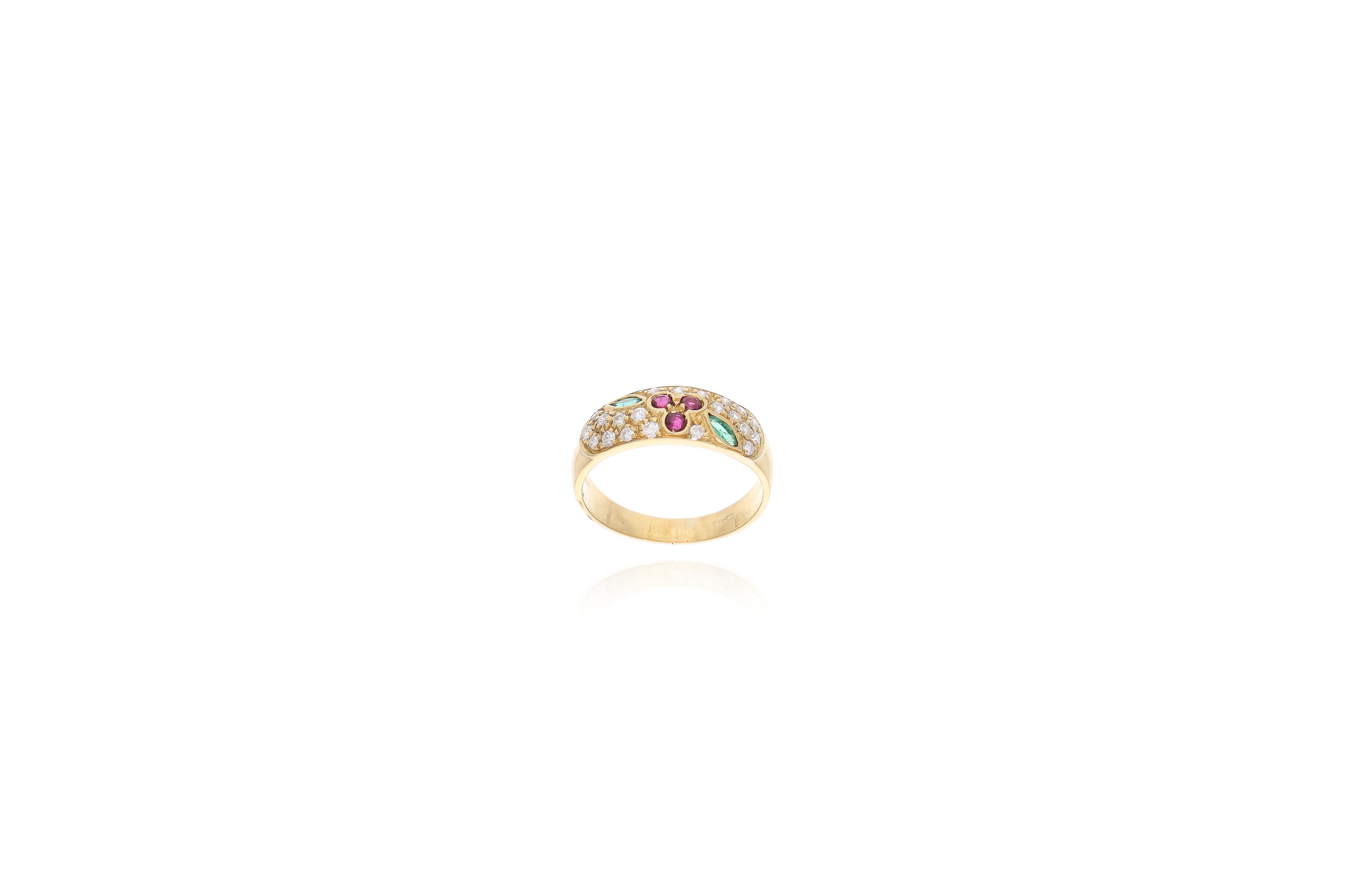 Anello con rubini smeraldi e diamanti - Asta preziosi
