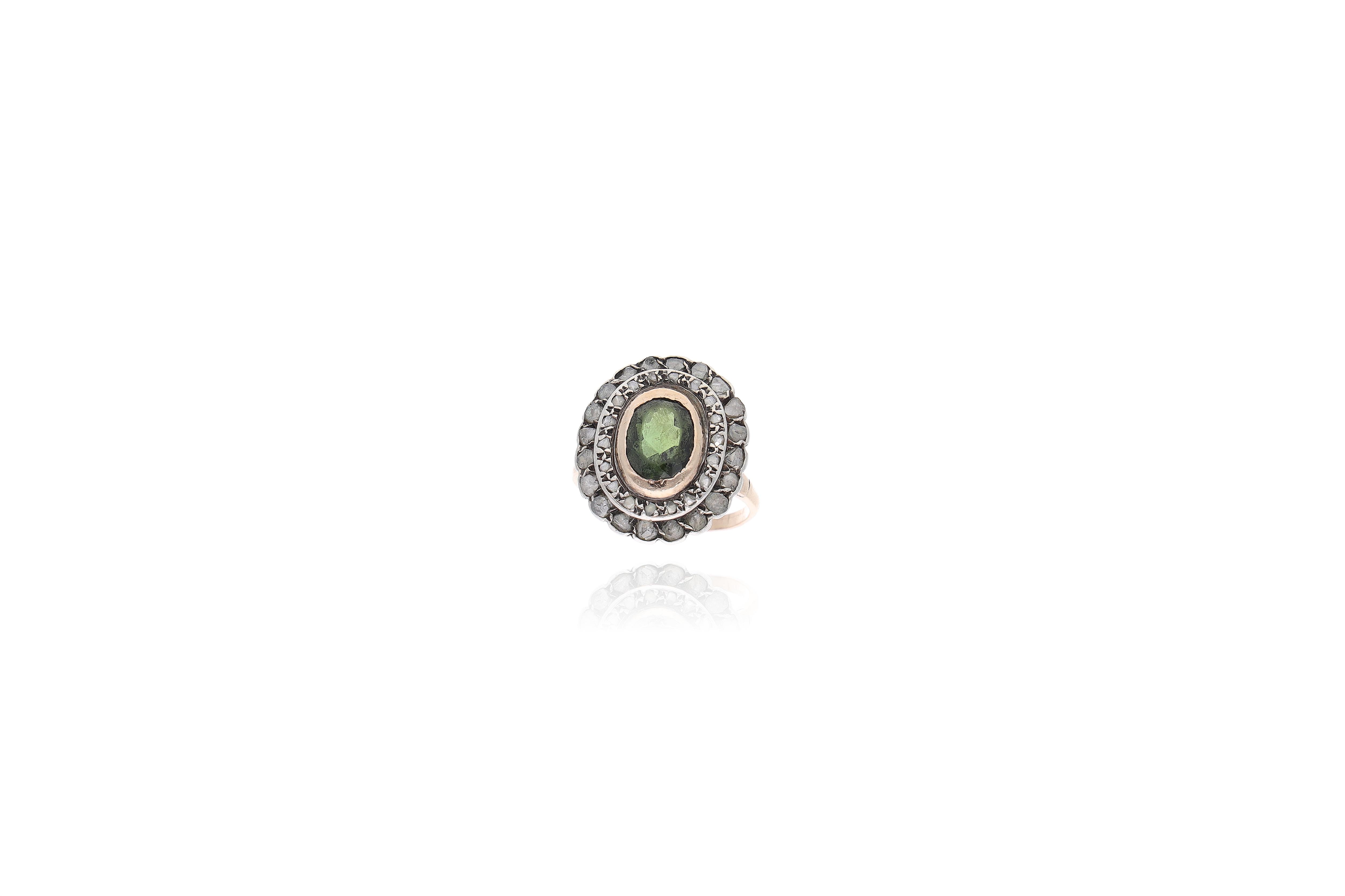 Anello con tormalina e diamanti - Asta preziosi