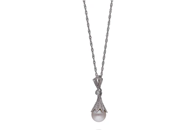 Collana con ciondolo con diamante e perla coltivata - Asta Preziosi Collana con ciondolo con diamante e perla coltivata - Asta Preziosi