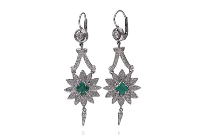 Orecchini con smeraldi e diamanti - Asta Preziosi Orecchini con smeraldi e diamanti - Asta Preziosi