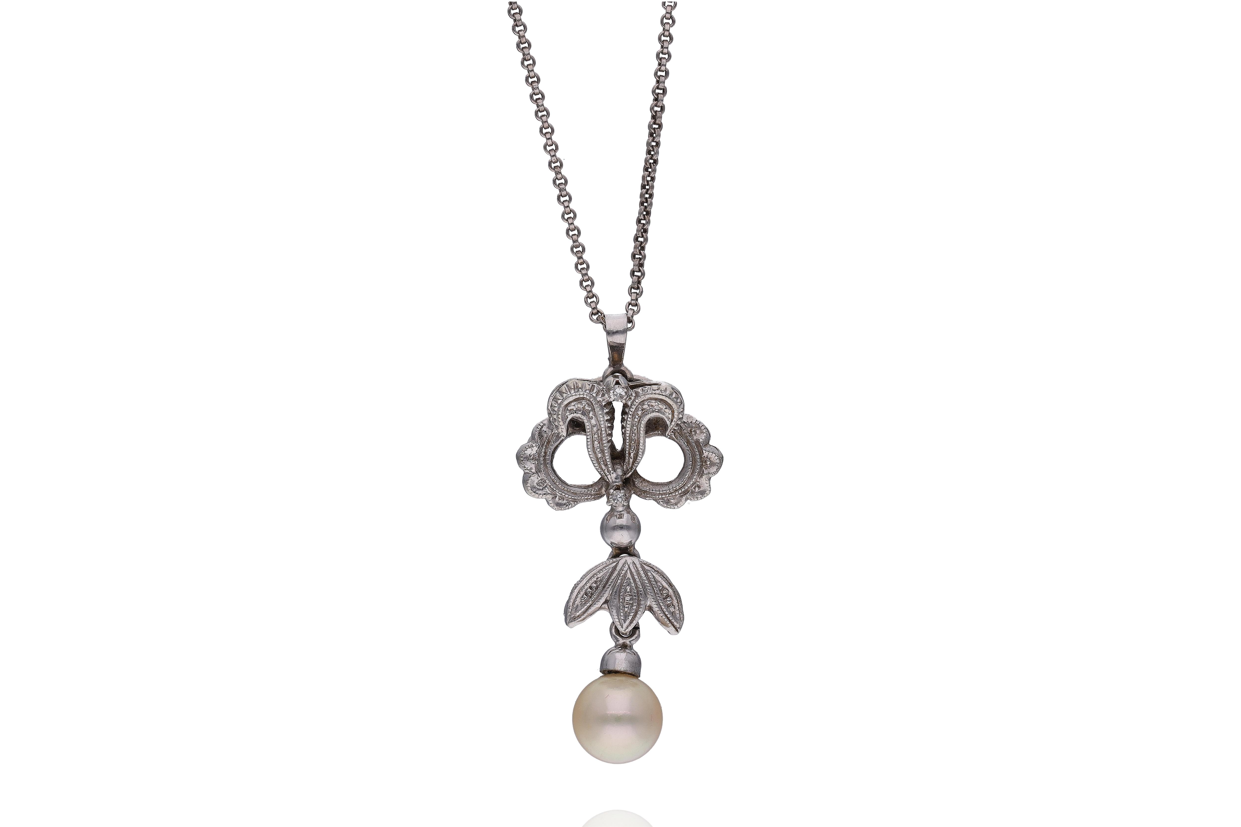 Collana con ciondolo con perla e diamanti - Asta Preziosi