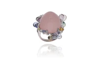 Anello con quarzo rosa, pietre e diamanti - Asta Preziosi