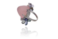 Anello con quarzo rosa, pietre e diamanti - Asta Preziosi