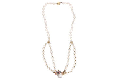 Collana di perle coltivate con diamanti, zaffiri, rubini, smeraldo e pietre - Asta Preziosi Collana di perle coltivate con diamanti, zaffiri, rubini, smeraldo e pietre - Asta Preziosi