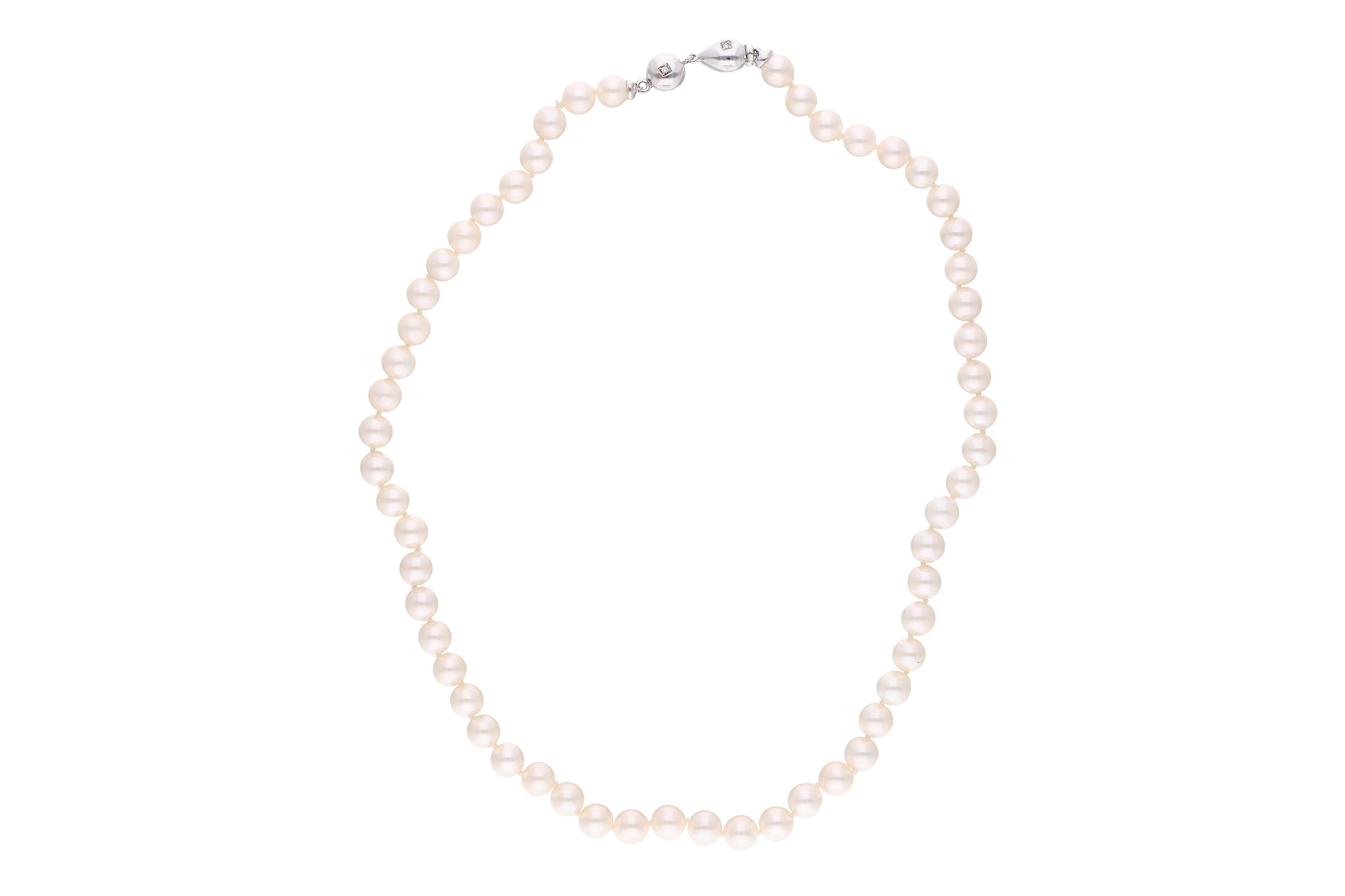Collana di perle con diamanti - Asta Preziosi
